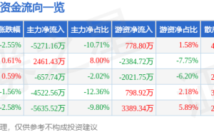 石頭科技3月9日股價(jià)下跌2.55% 主力資金凈流出超五千萬(wàn) 游資散戶(hù)有進(jìn)有出