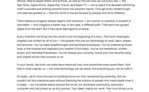 蘋果50周年里程碑：庫(kù)克致公開(kāi)信，感恩用戶共筑科技傳奇之路