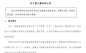 ST西發(fā)董事長(zhǎng)羅希失聯(lián) 4月3日開(kāi)盤(pán)一字跌停 投資者擔(dān)憂情緒蔓延